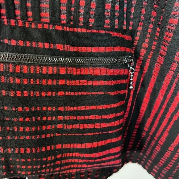 Ali Miles Womens Jacket Sz 3X Striped Art to Wear Wearable Art Red Black Stretch - Picture 3 of 12